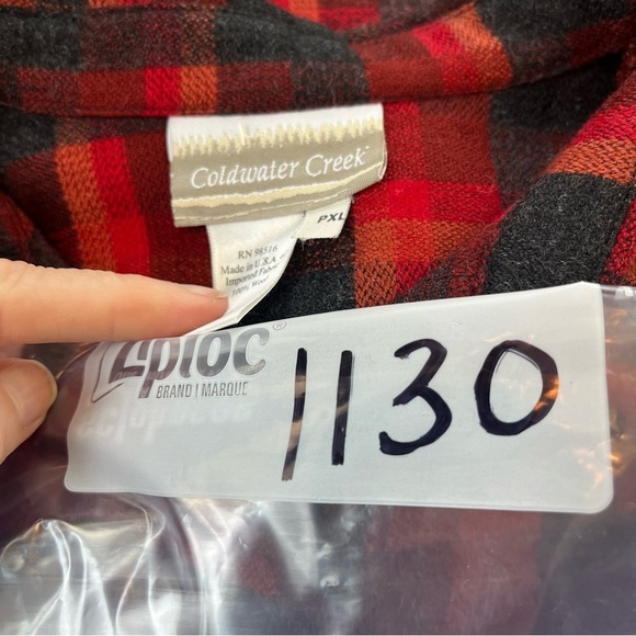 Coldwater Creek Button Up 100% Wool Shacket S XL P Shirt Jacket Buffalo Plaid - Picture 13 of 13